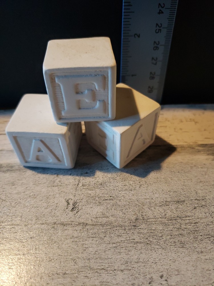 ceramic bisque ready to paint bisque alphabet blocks 3 pieces
