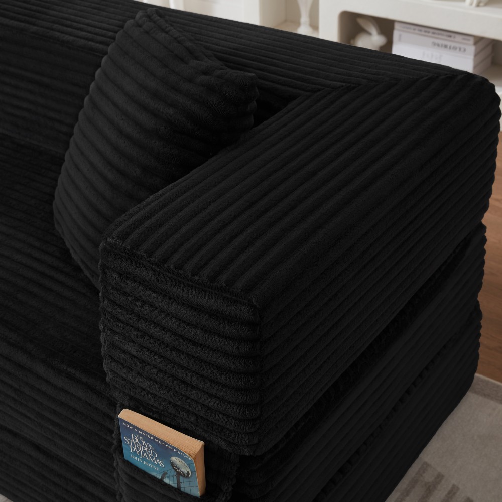 Modern Cord Sofa Classic Square Design, Unique Two-tier Design