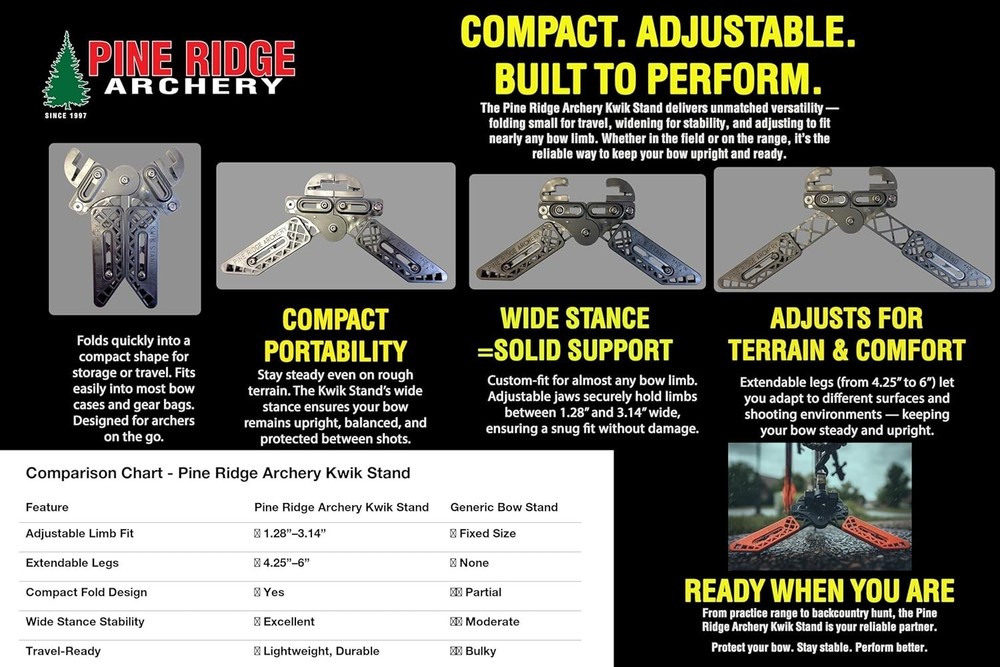 Universal Kwik Stand Bow Support - Lightweight and Adjustable for Archers