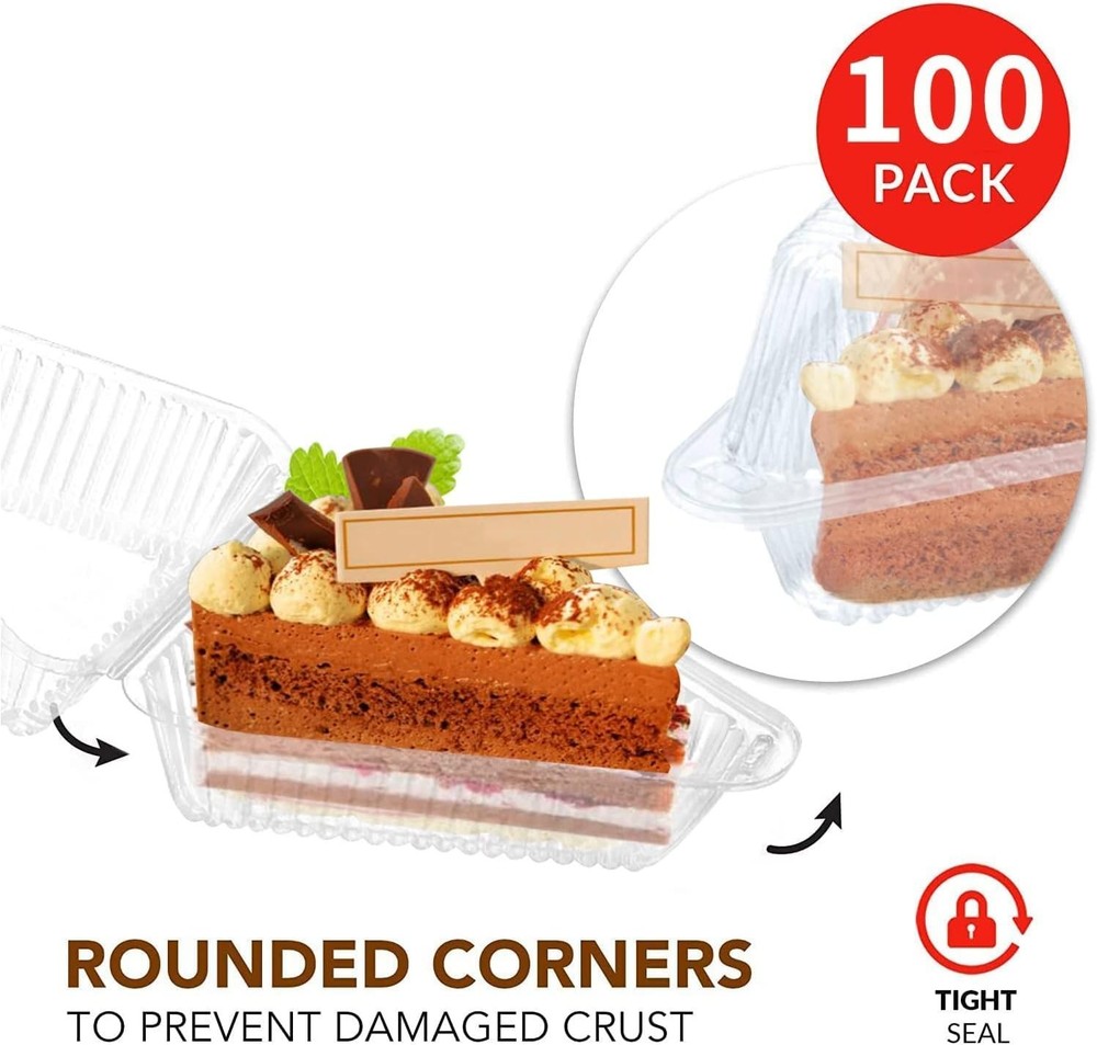 Triangular Cake Slice Containers - 200 Pack, Food Grade, Perfect for Bakeries