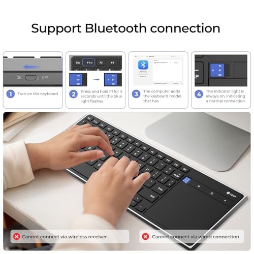 Portable Computer Keyboard with Trackpad, Rechargeable Bluetooth Keyboard S