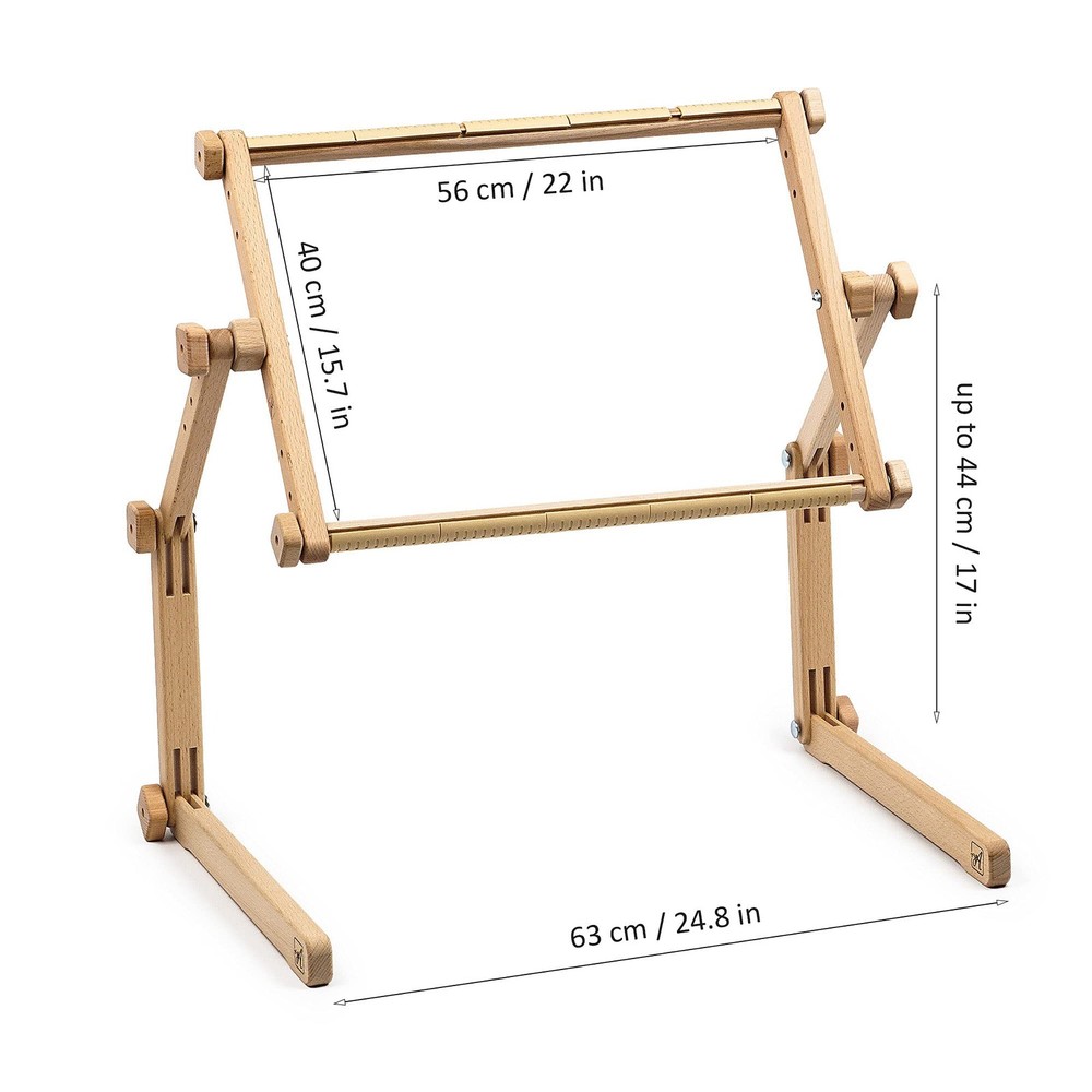 Needlework Table & Lap Stand w/ Adjustable Organic Beech Wood Frame
