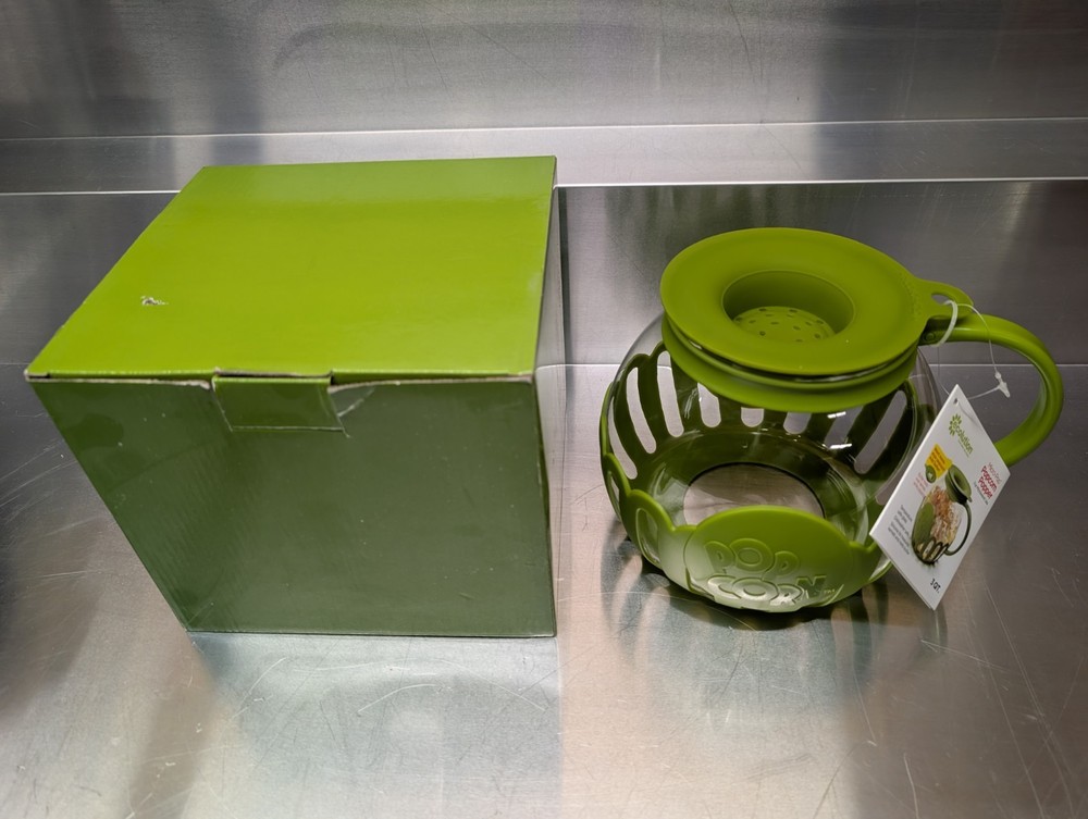 Ecolution Micro-Pop 3 Quart Microwave Popcorn Popper - Green New NWT 3 QT
