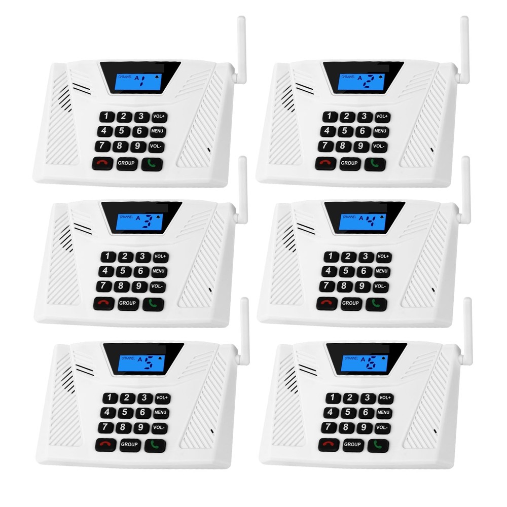 Wireless Home Intercom 6-Pack 5300ft 9-Channel Full Duplex Auto Answer White