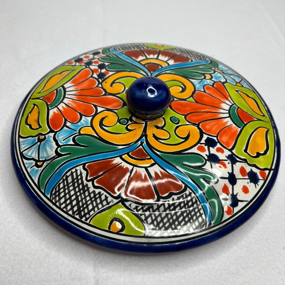 Talavera Pottery Hand Painted Ceramic Pot Lid 9" Replacement Multicolor