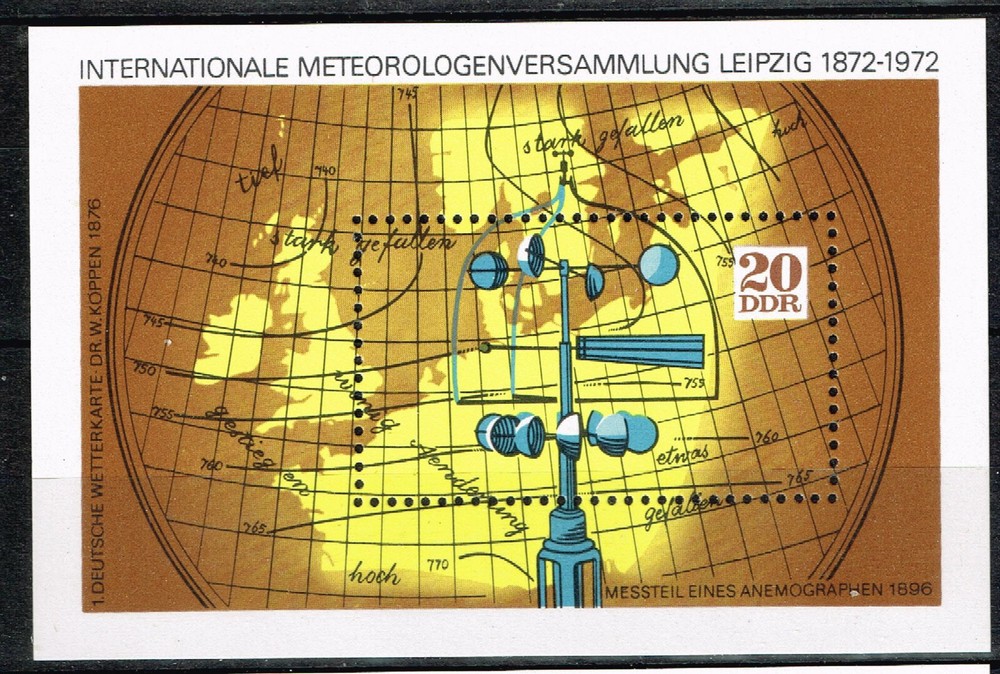 Germany DDR Space Wether Globe Souvenir Sheet 1972 MNH