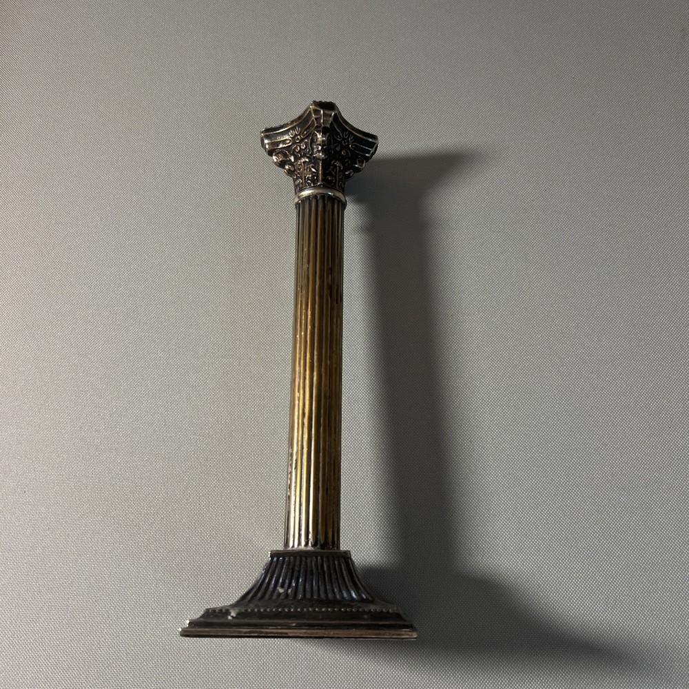 Vintage Silver Plated Corinthian Column Candlestick 10 Classical Fluted Style
