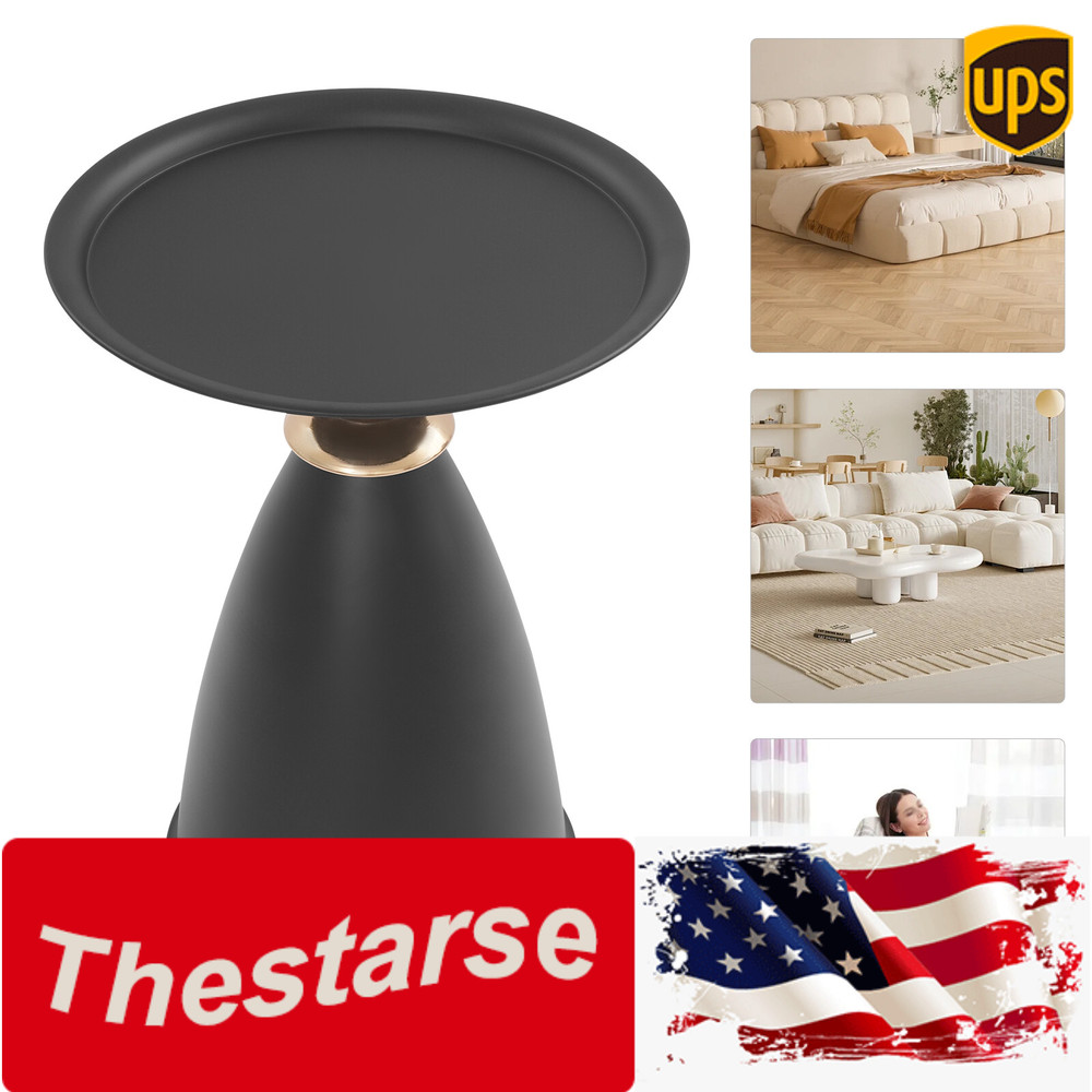 Black Small Round Side Table Side Table for Small Spaces, Modern Couch End Table