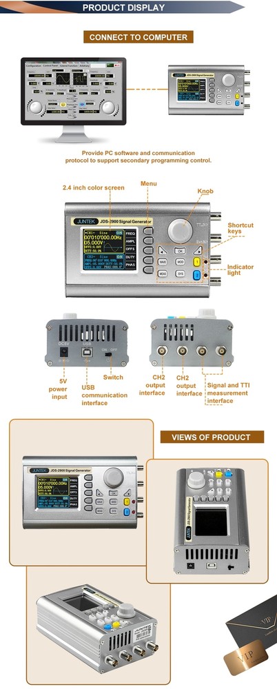 60MHz DDS Function Signal Generator Digital Control Dual-channel Frequency Meter