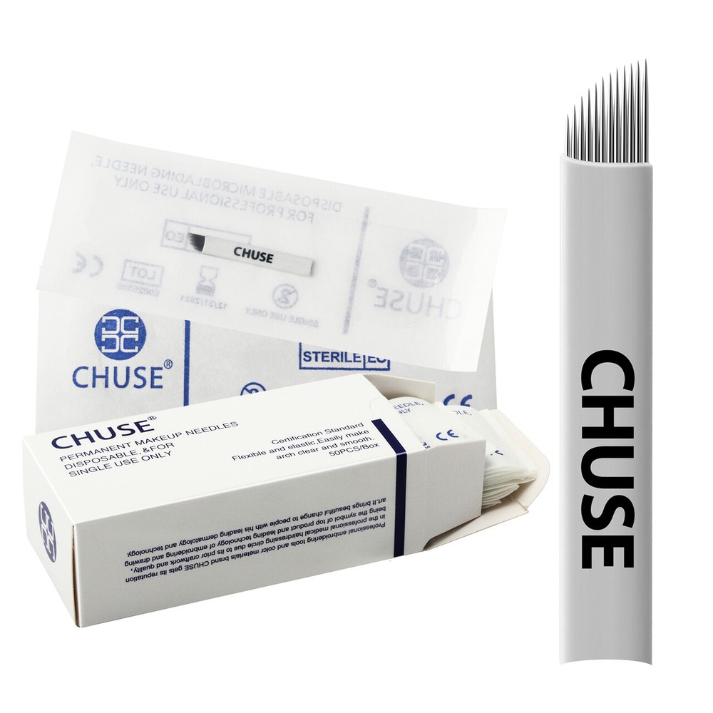 50pcs/box Chuse Microblading Needles Eyebrows Permanent Makeup Blades U-pick Pin