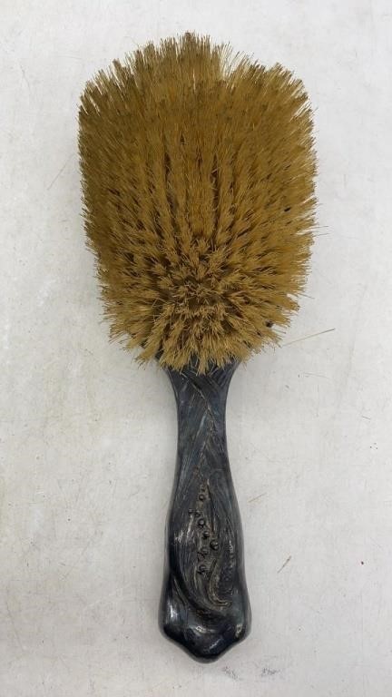 Antique Victorian silver vanity mirror and comb