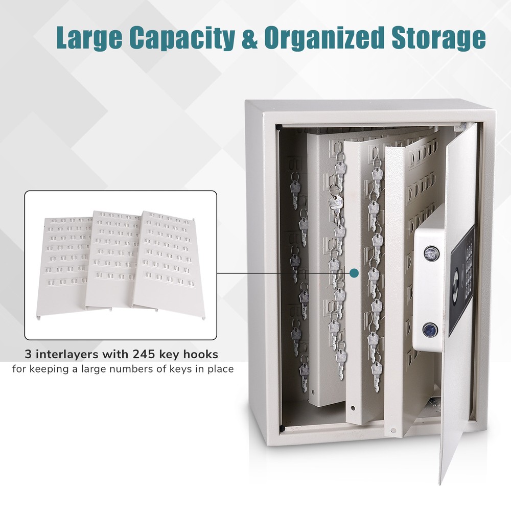 245 Hook Key Cabinet with Digital Lock Wall Mounted Safe Security Storage Box