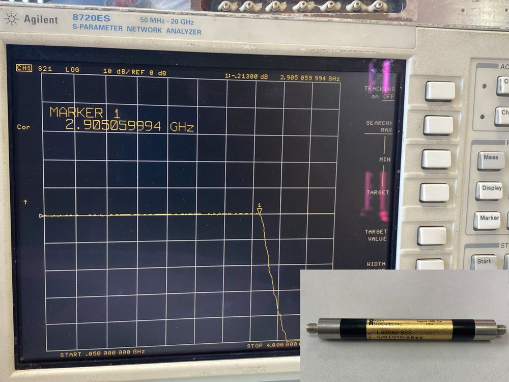 LOW PASS FILTER 2.9 GHz LOSS 0 db LA2060-8SS
