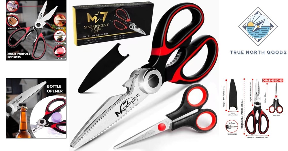 Versatile Multi-Function Kitchen Shears - Stainless Steel & Safety Cover