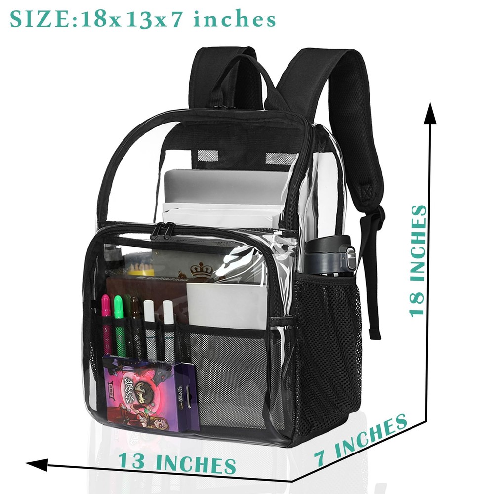 Clear Backpacks for School,18'' Large Clear Backpack Heavy Duty Clear Backpac...