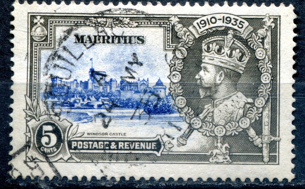 1935 Silver Jubilee Mauritius postmarks - SOUILLAC on 5c