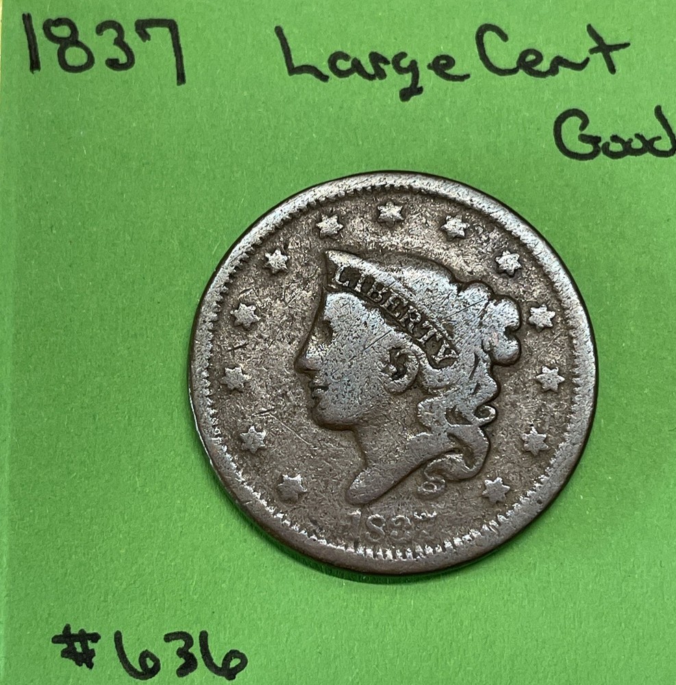 1837 Coronet Head Large Cent 1c Good