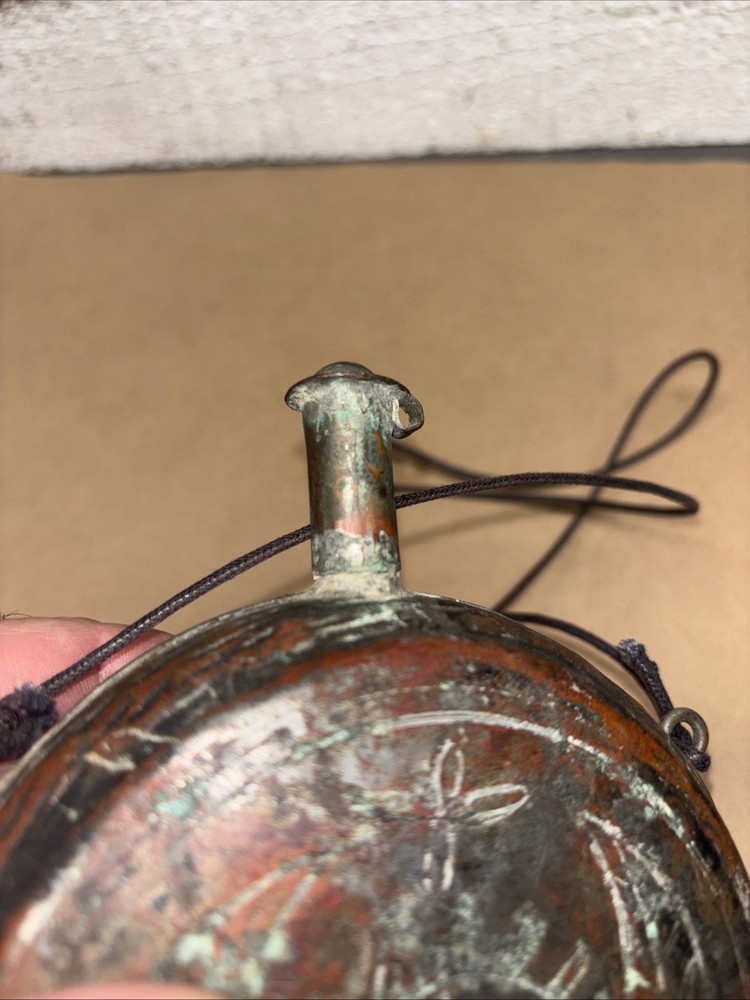 Vintage Tibetan Moon Flask Copper 7”