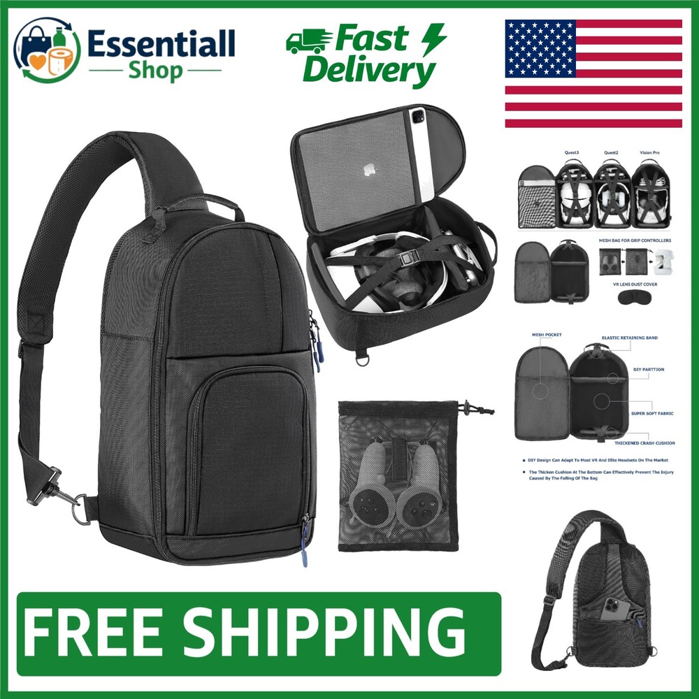 Waterproof VR Carrying Case for Quest 3, 2 & Vision Pro - Customizable Sling Bag