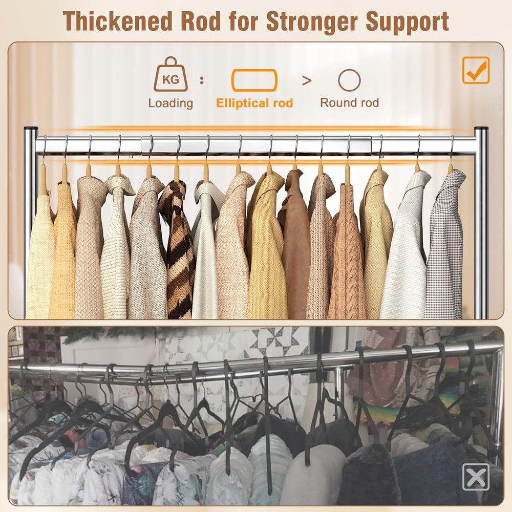 Heavy Duty Clothes Rack Load 420 LBS, Rolling Garment Rack with Lockable