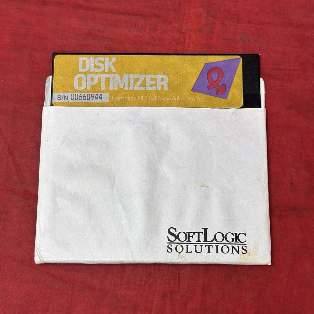 Disk Optimizer 5.25" Disk from Soft Logic Software Vintage 1987