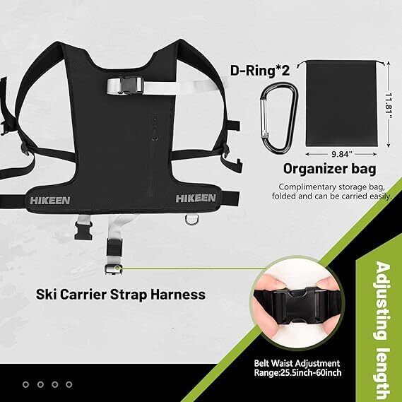 Ski Carrier Strap Harness with Pole & Boot Carry Ski Backpack Sling