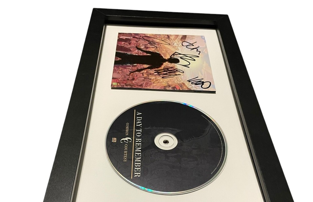 A DAY TO REMEMBER SIGNED AUTOGRAPH COMMON COURTESY FRAMED CD JEREMY +4 JSA COA