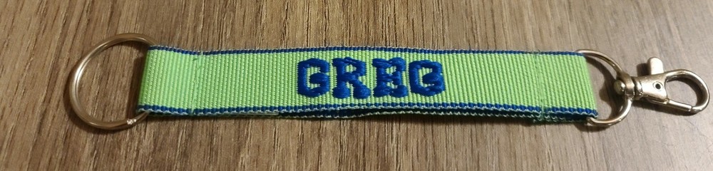 New Greg Personalized Keychain Green and Blue