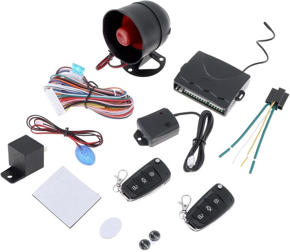 Universal 12V Car Alarm System Keyless Entry with Remote & Siren Sensor