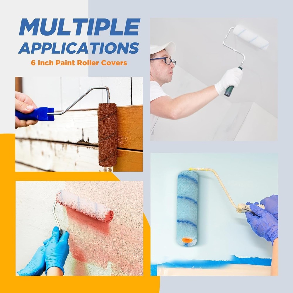 150 Pcs 6" x 1/2" Paint Roller High Density Microfiber Refills Mini Covers Paint