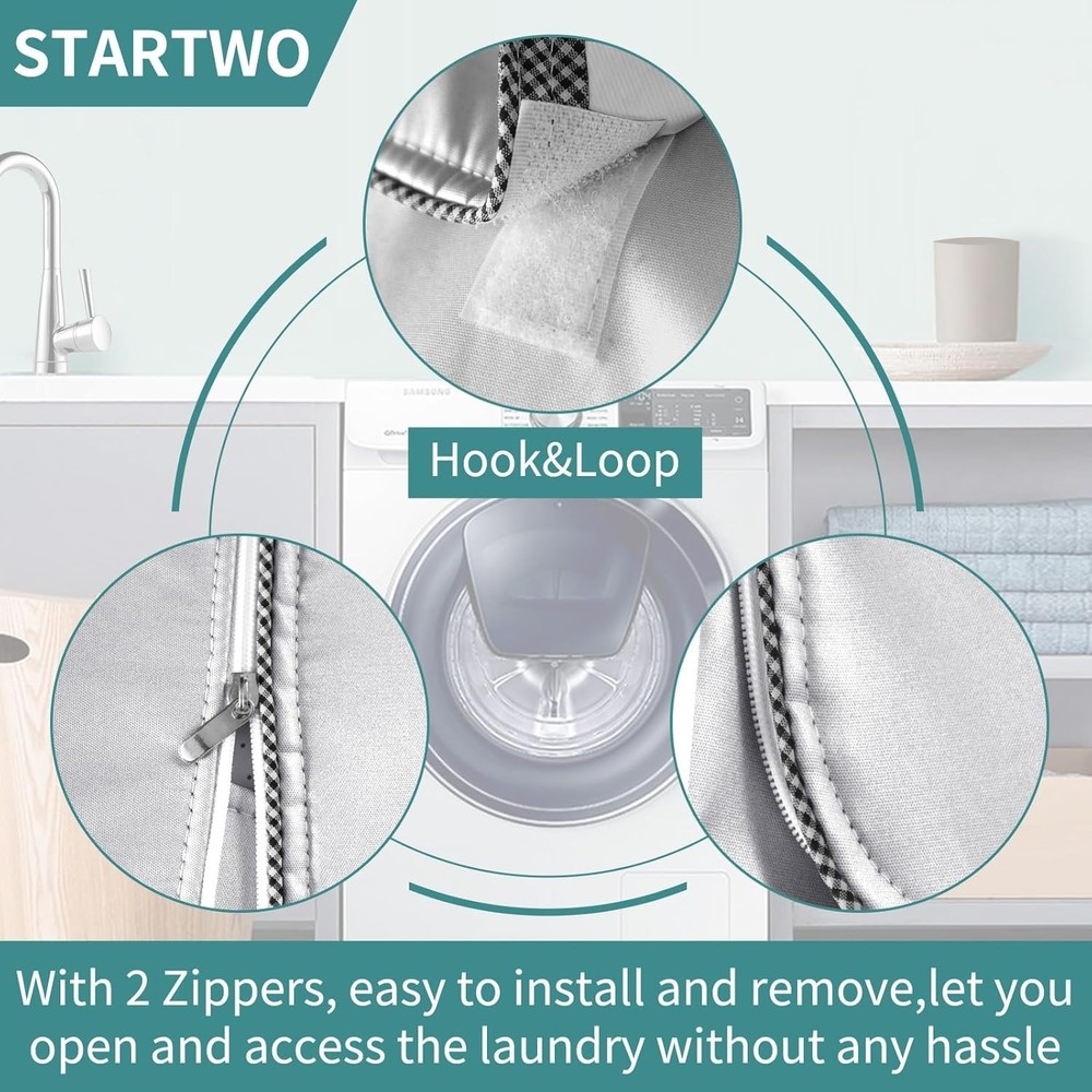 Durable Front Load Washer Dryer Cover Silver Drawstring Waterproof UV Resistant