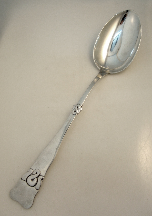Danish Platter Or Stuffing Spoon Sterling Silver 1918 Mono Mor