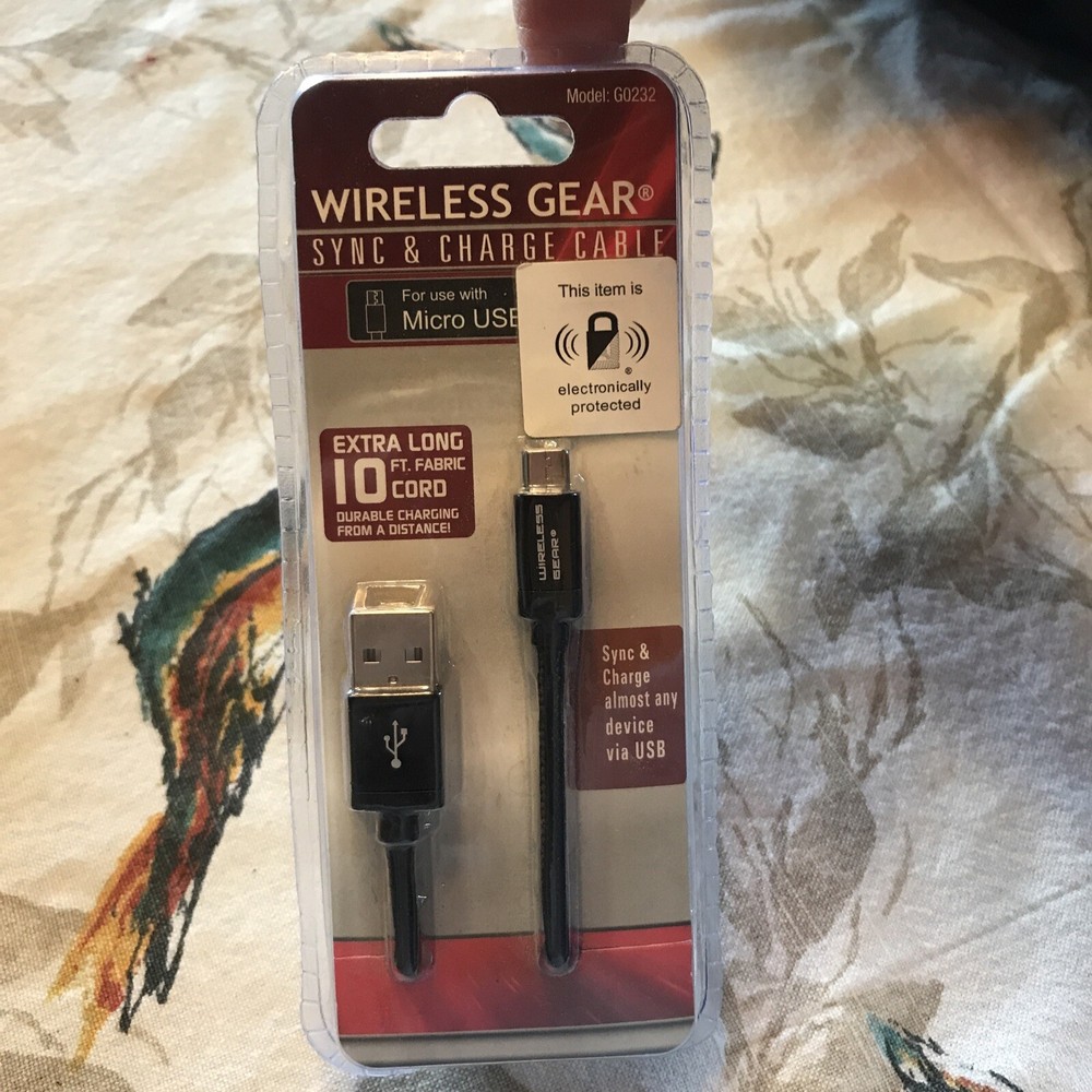 WIRELESS GEAR SYNC & CHARGE 10' CABLE Fabric USB Model G0232