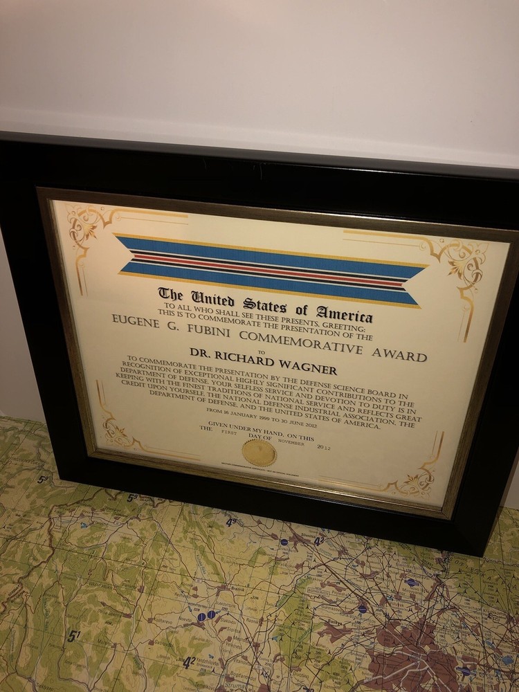 DOD - EUGENE G. FUBINI COMMEMORATIVE AWARD CERTIFICATE ~ Type-1