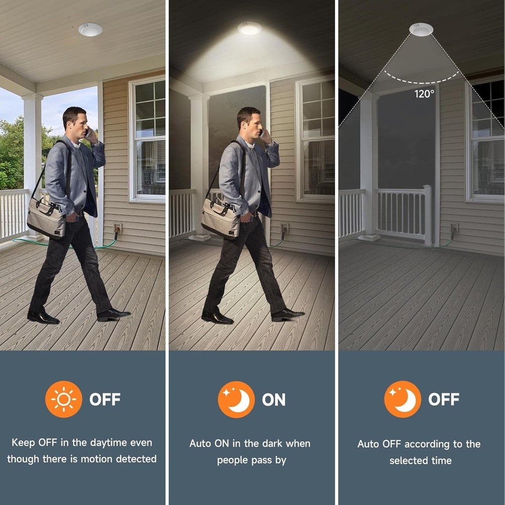 ECOELER PIR Motion Sensor Ceiling Light, 3CCT Selectable 2 - Pack, White