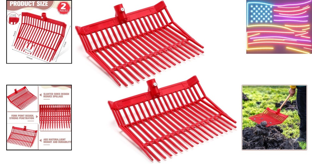 Manure Fork Replacement Head, 18 Tines Pitchfork Head with Screws and Nuts, H...