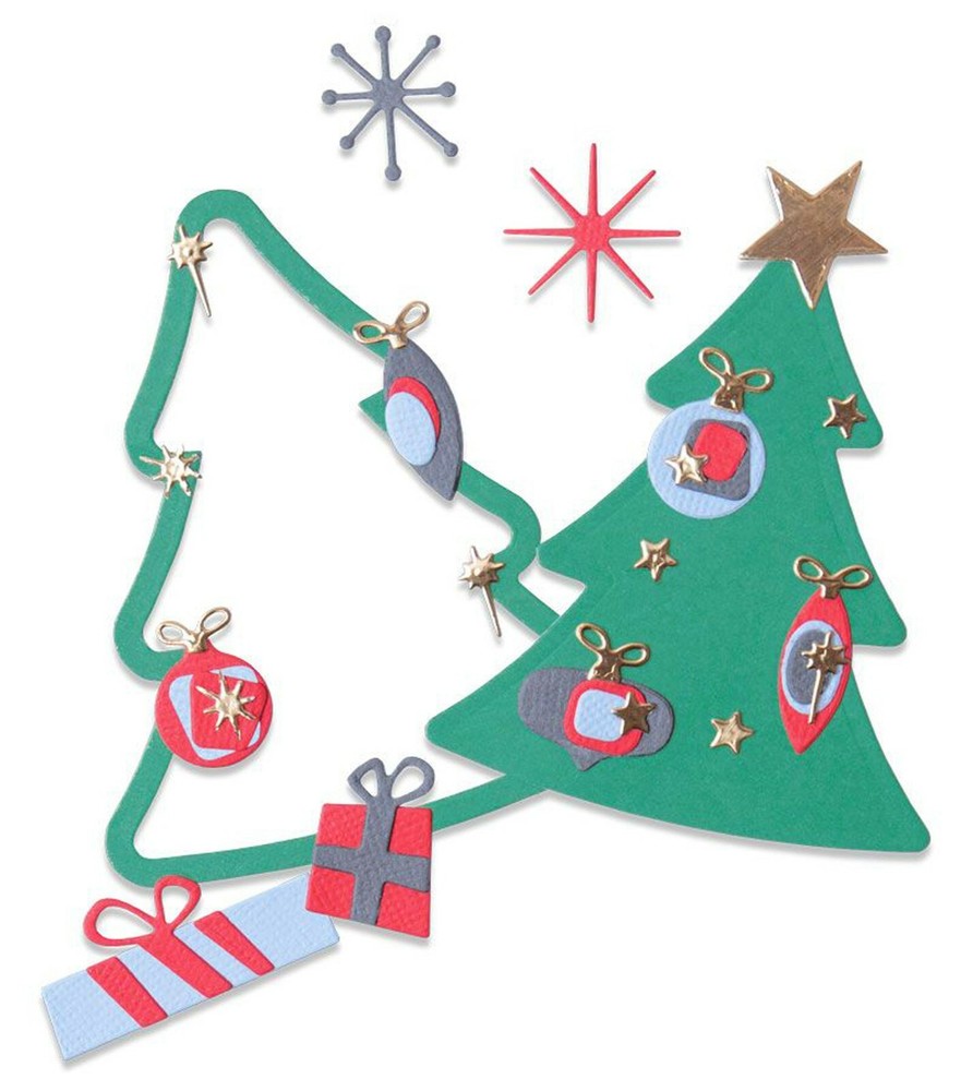 Sizzix Thinlits Retro Tree #664780 10pk set Retail $14.99