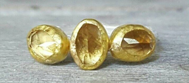 Yellow Citrine 3 Stone Ring