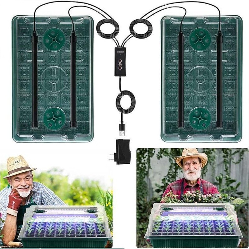 Adjustable Grow Light Seed Starter Kit W/ Humidity Dome & Germination Trays 2 Pc