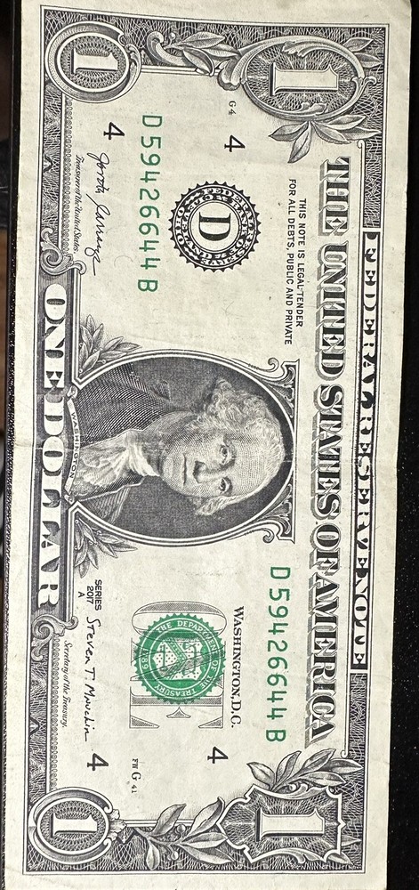 us paper money error note Rare 2017A Series Dollar Bill