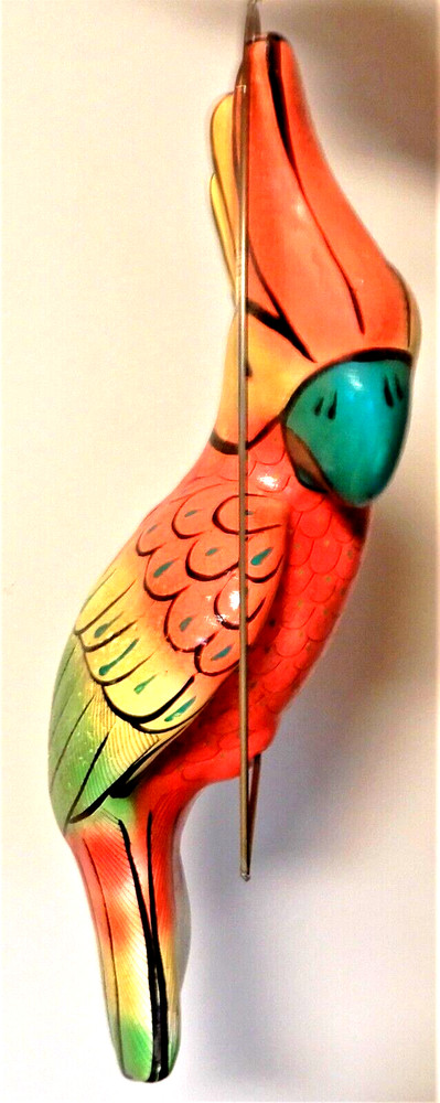 Large Hanging Perched Pottery Parrot 19" Long