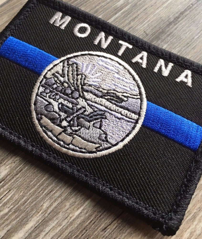 Subdued Thin Blue Line Montana State Flag Patch, Law Enforcement