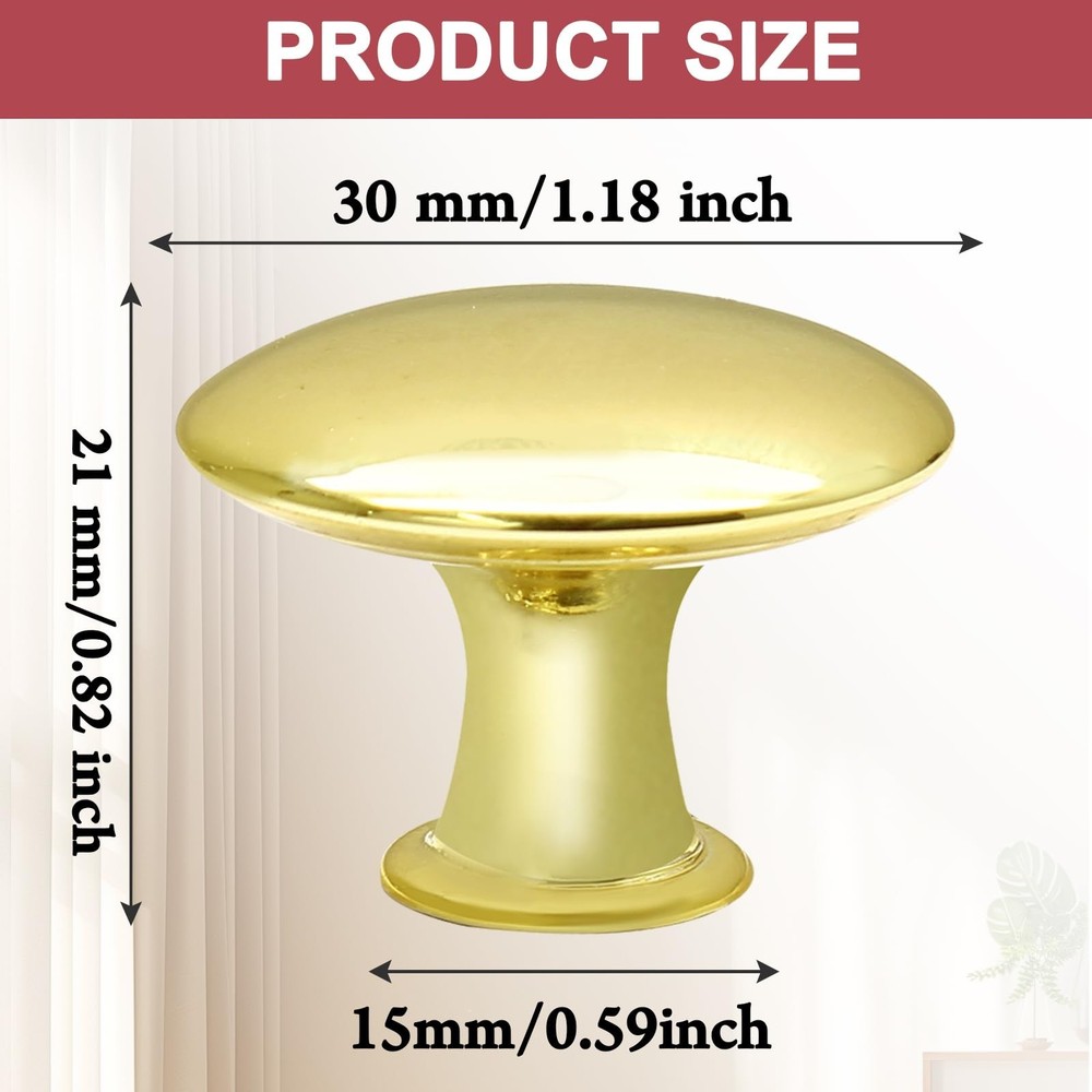 6 Pcs Gold Round Antique Brass Kitchen Cabinet Knobs Drawer Handle Pulls Cupb...