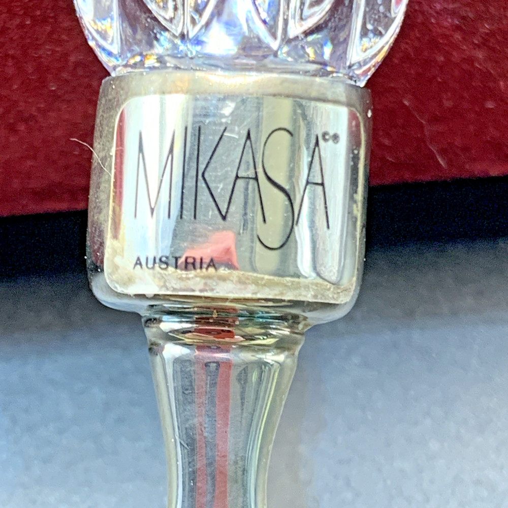 Mikasa 9 1/2" Silver Plate Cake Server W/ Crystal Handle W/Box Wedding Pie