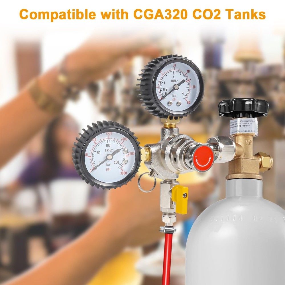 Co2 Regulator for Kegerator - CGA320 Draft Beer Regulator Kegerator Regulator...