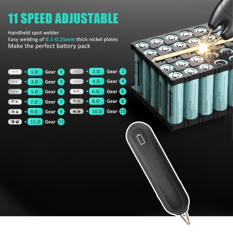Portable Spots Welding Device 11 Adjustable Levels Intelligent Temperature