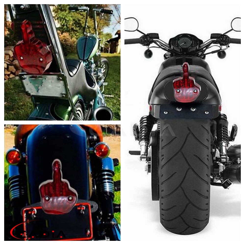 LED Tail Light Motorcycle Middle Finger Brake Light Red Lamp Universal For Haley