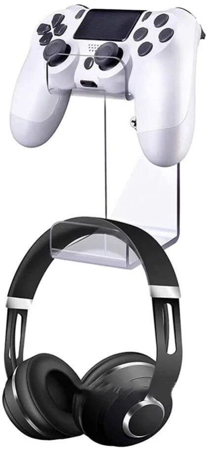 Wall Mount for Gaming Headset & Controller | Clear Acrylic Display Rack | Space