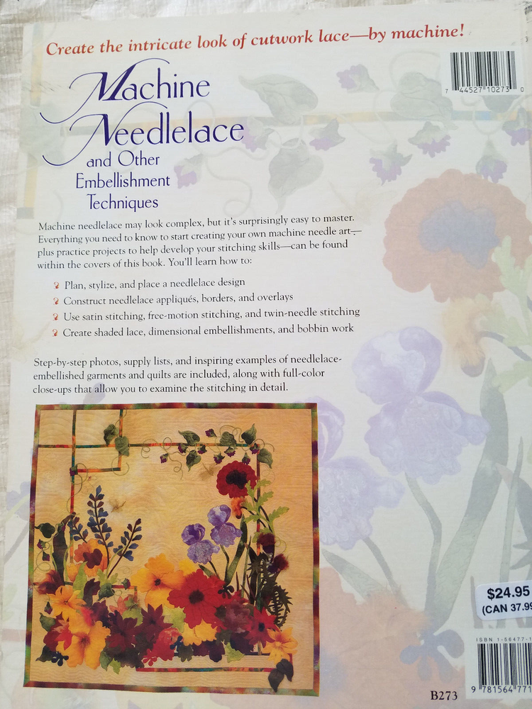 MACHINE NEEDLELACE & other EMBELLISHMENT TECHNIQUES soft 96pg book 1997 Simmons