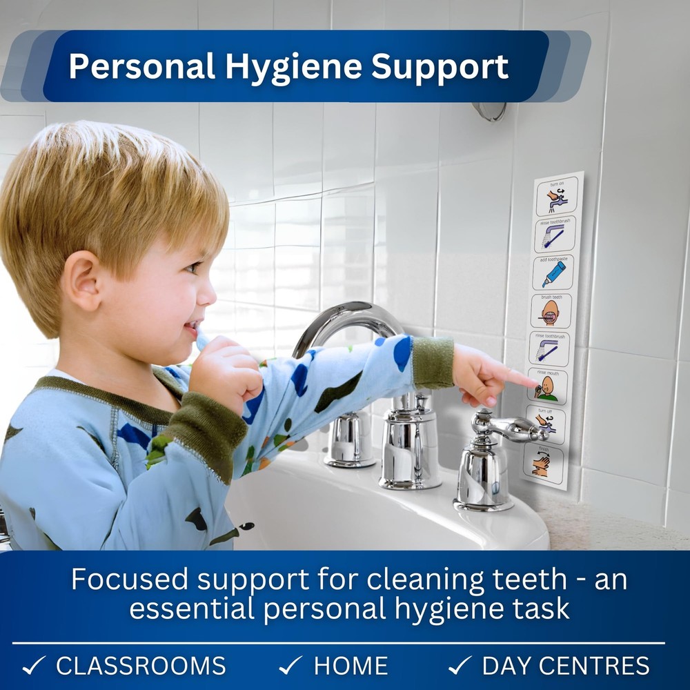 Autism Brushing Teeth Routine Chart –Visual Schedule for Kids -Premium Durabl...
